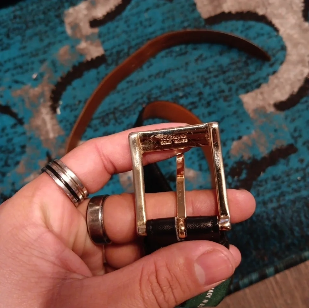 Cole Haan Black Leather Belt with Gold Buckle size 36/90